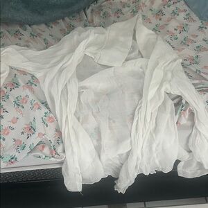 White Sheer Long Sleeve Blouse